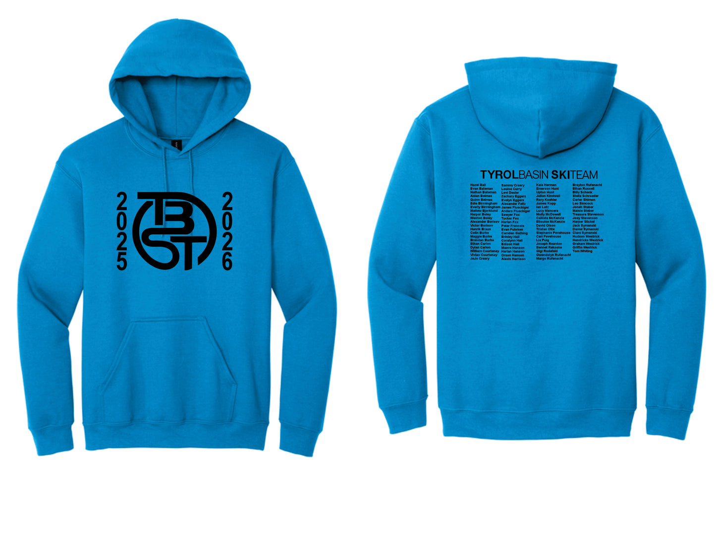 TBST Roster hoodie. Adult and Youth Sizes Sapphire