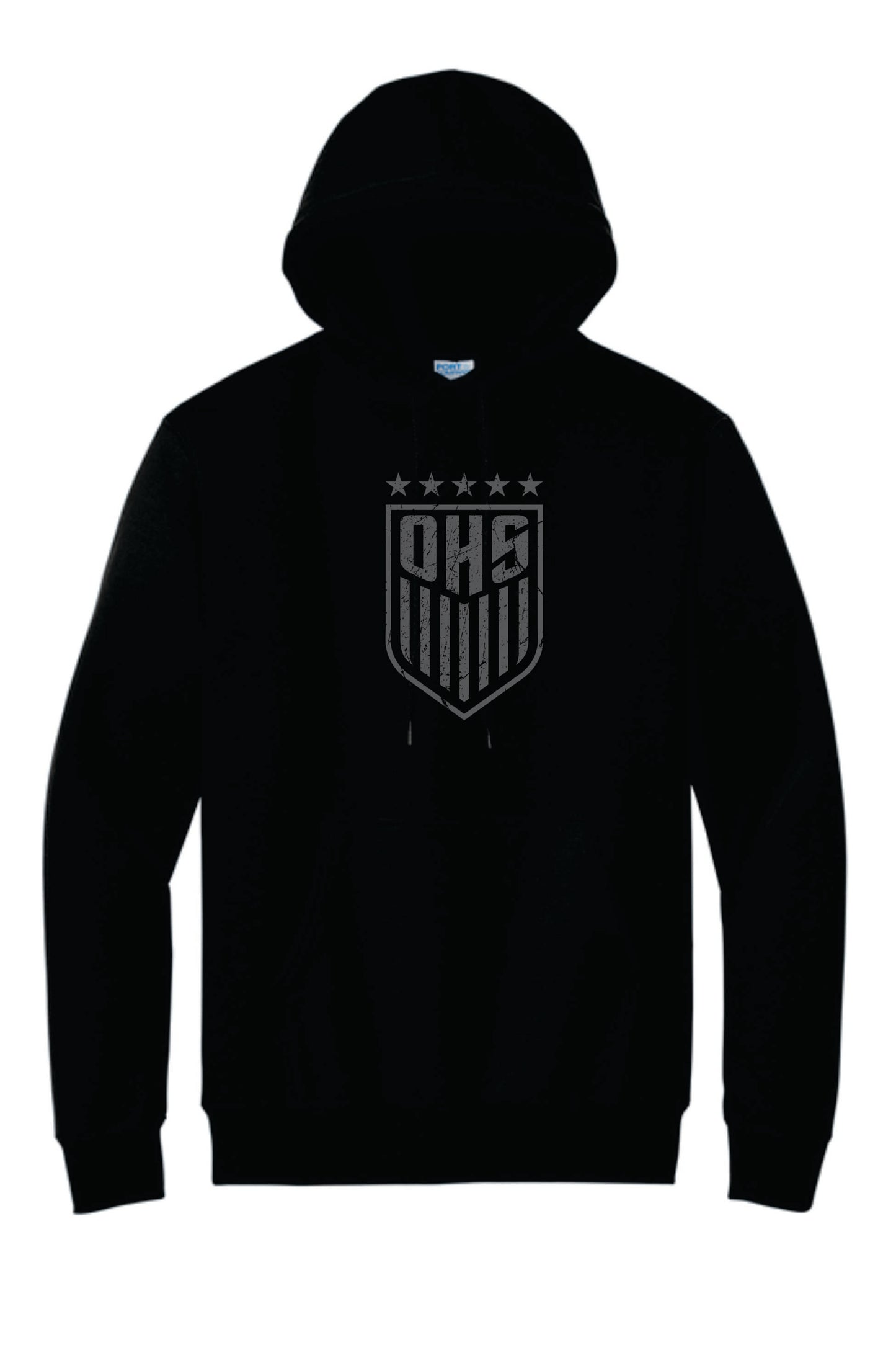 OHS BS Cotton Blend Hoodie. Black with Distressed logo. Unisex and Youth Sizes