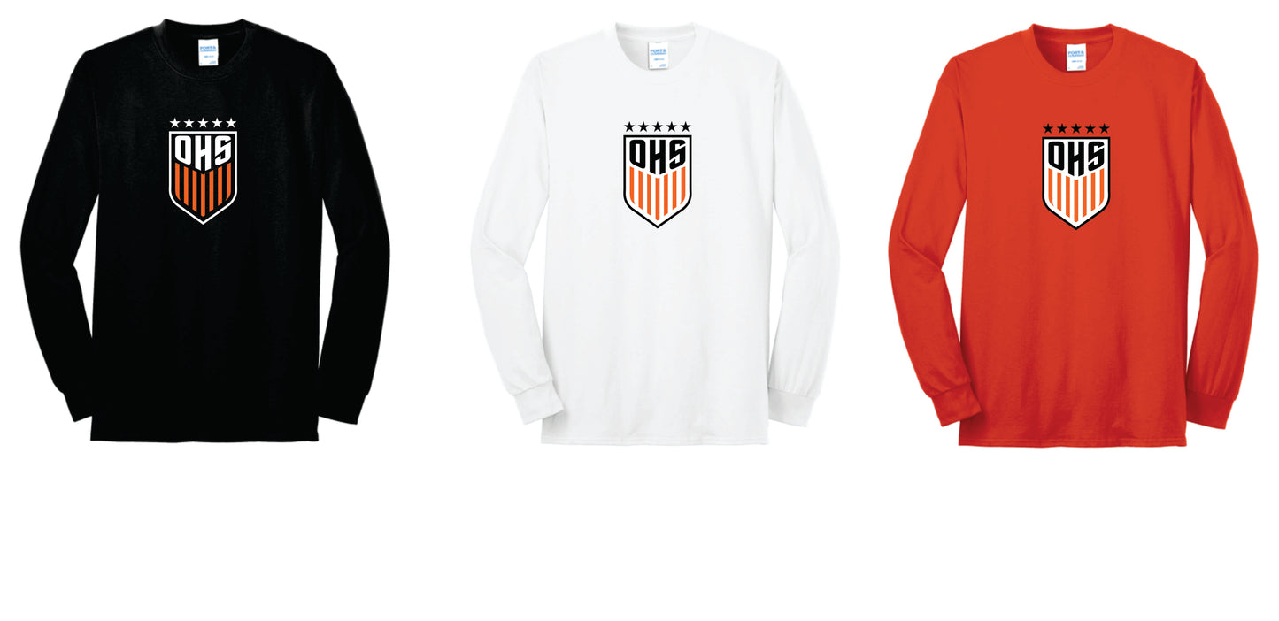 OHS BS Cotton Blend Long Sleeve Tee Black, Orange, White. Unisex and Youth Sizes
