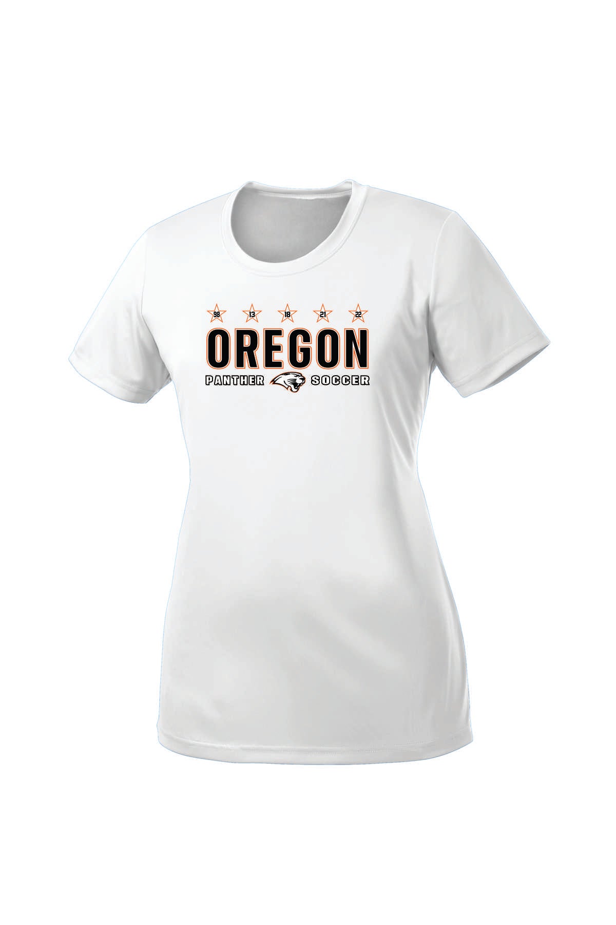 OHS BS Champions Peformance Tee with Digital Print. Black, White. Womens sizes