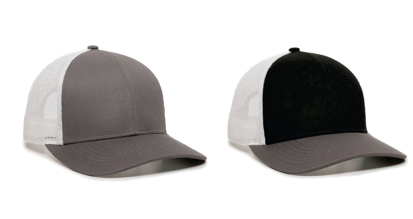 Haslametrics Embroidered Trucker Hat with front and back design