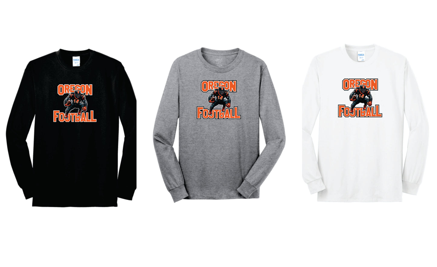 OFB Cotton Blend Long Sleeve Tee. Black, Gray, White. Adult and Youth Sizes V4