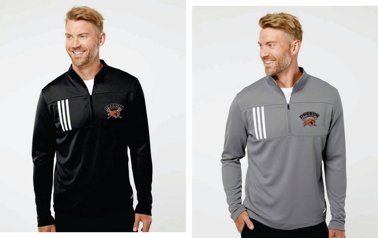 Oregon Lacrosse Adidas - 3-Stripes Double Knit Quarter-Zip Pullover Men v1