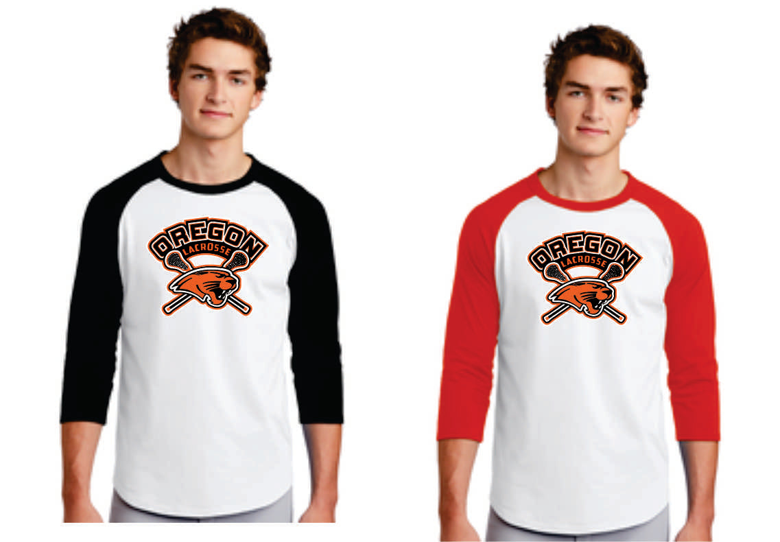 Oregon Lacrosse Baseball Shirt, Youth/ Adult V1