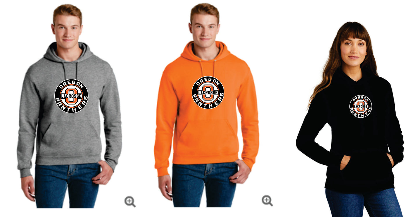 Oregon Lacrosse Digital Print Pullover Hoodie Orange, Black or Gray, Uninisex/ Women/Youth V2