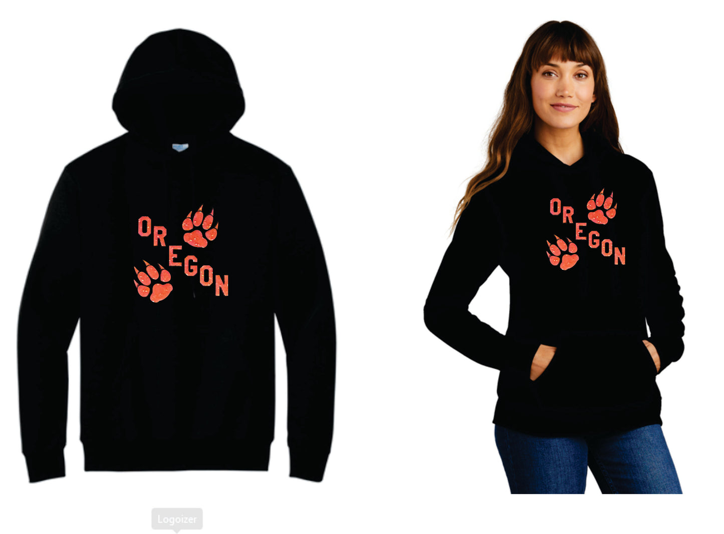 Glitter! Digital Print Pullover Hoodie Orange Glitter Flake Unisex, Youth, Women V4