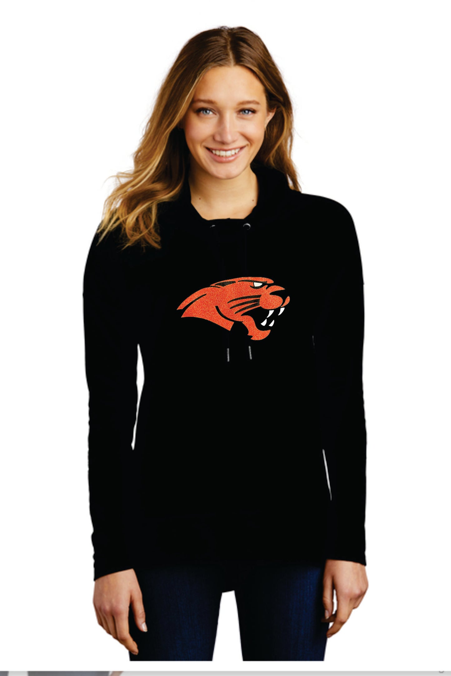 Glitter! District ® Women’s Featherweight French Terry ™ Hoodie with Glitter Flake Logo V1