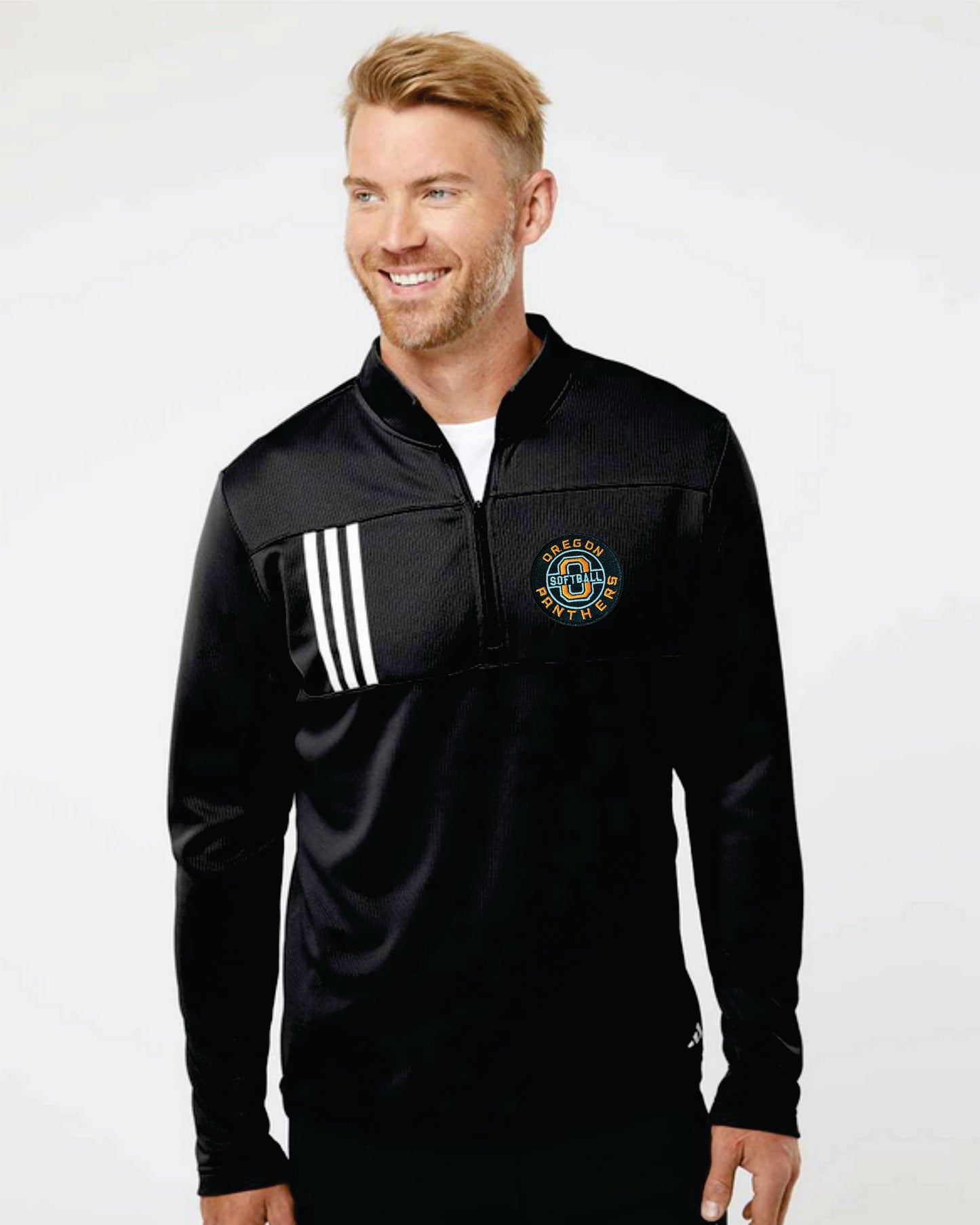 Oregon Softball Adidas - 3-Stripes Double Knit Quarter-Zip Pullover Men v2