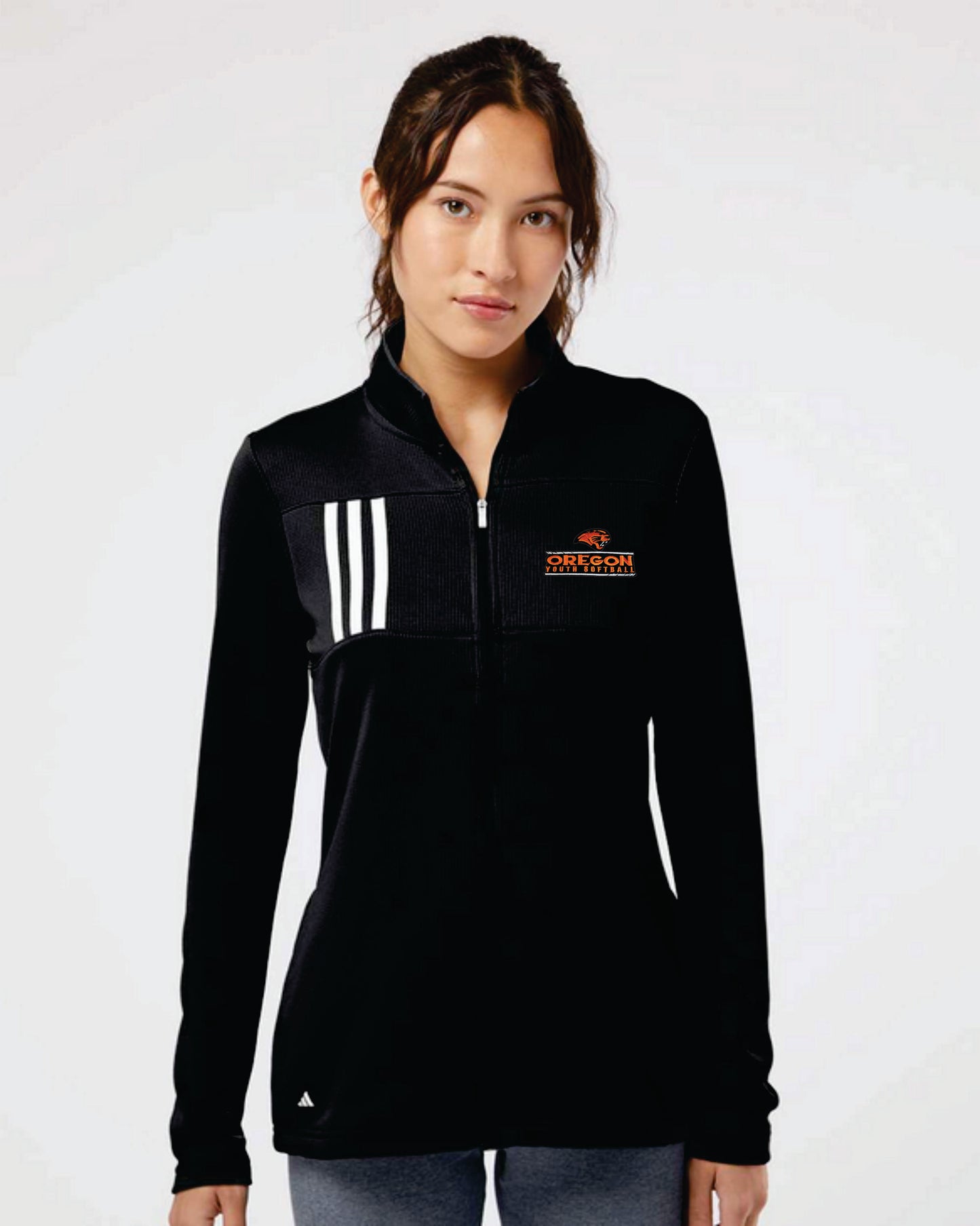 Oregon Softball Adidas - 3-Stripes Double Knit Full Zip Pullover V1 Women
