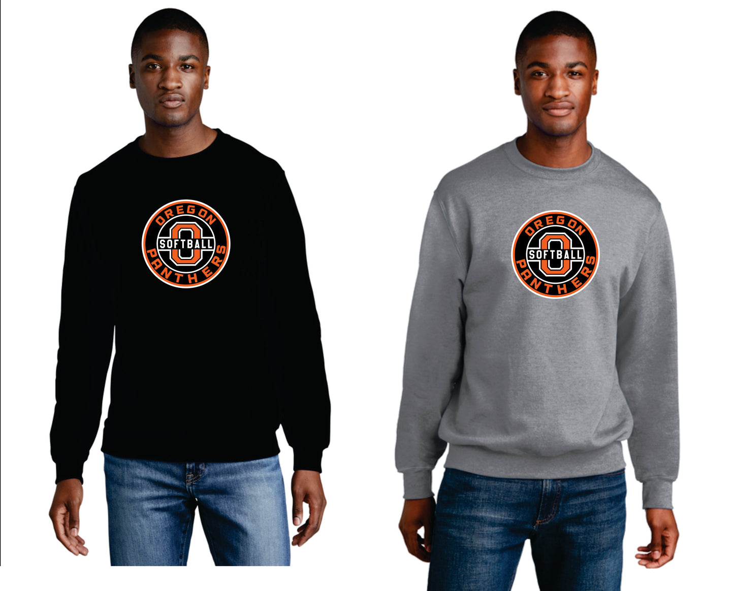 Oregon Softball Digital Print Pullover Crewneck, Black or Gray, Uninisex/ Youth V2