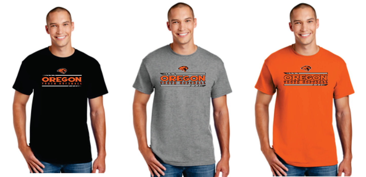 Oregon Softball Digital Print Tee Orange, Black or Gray, Unisex/ Youth V1