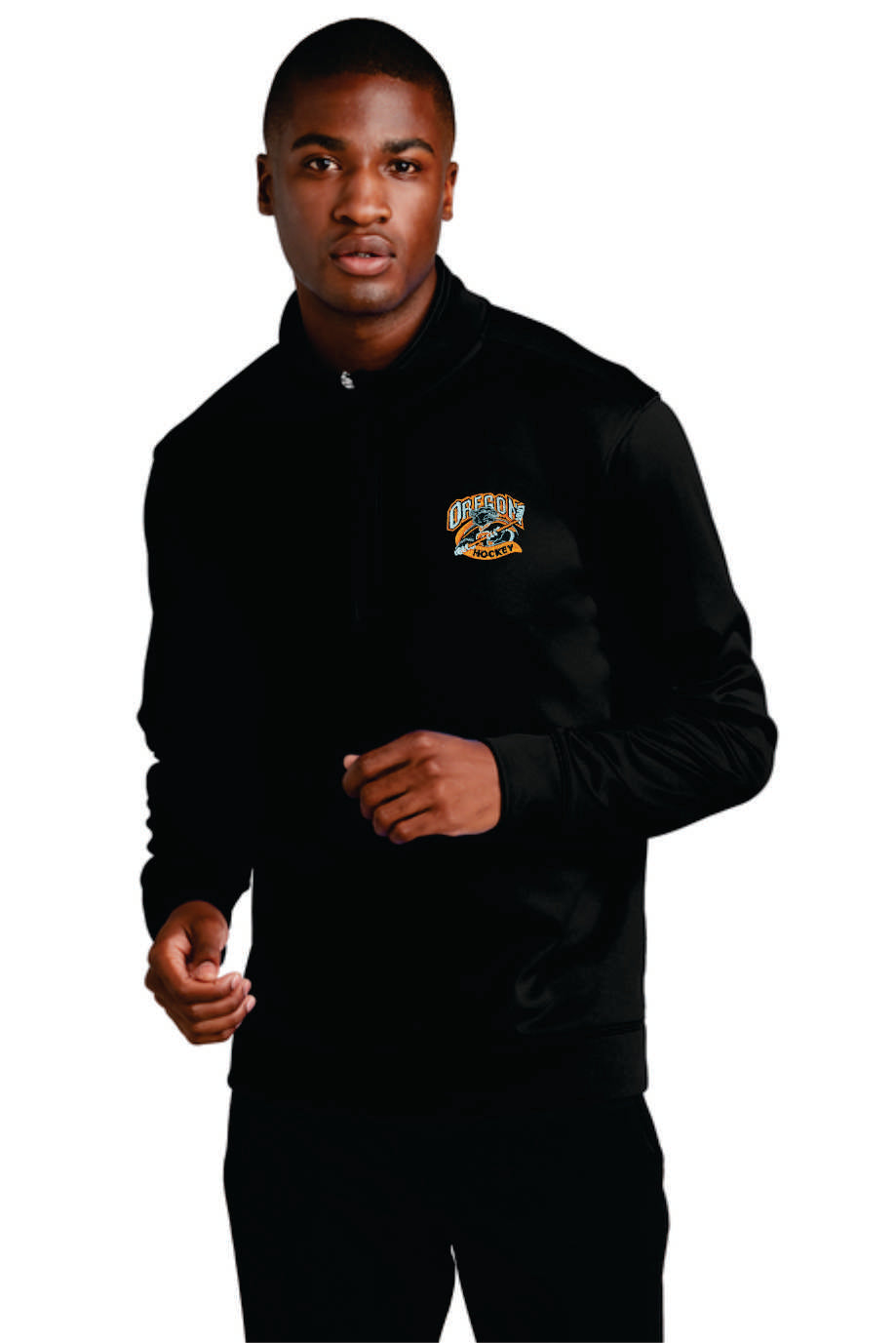 Oregon Hockey Embroidered 1/4 Zip Poly Fleece Pullover v1 Men