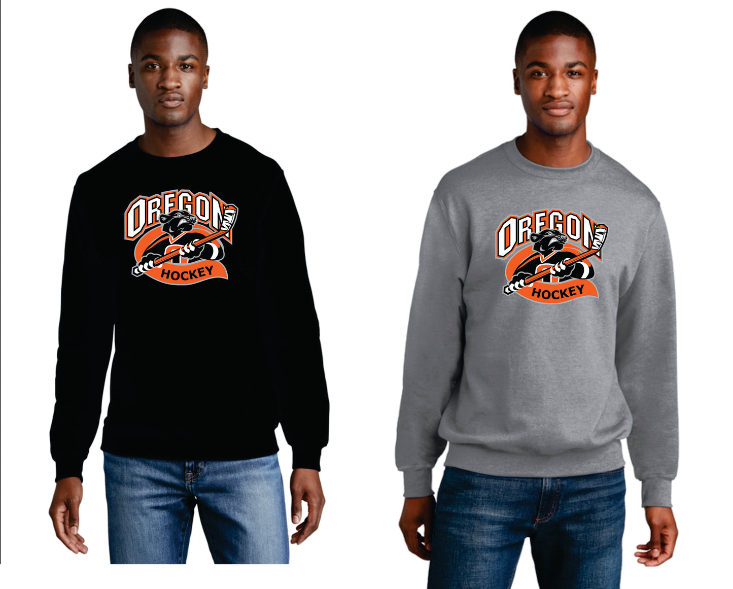 Oregon Hockey Digital Print Pullover Crewneck, Black or Gray, Uninisex/ Youth V1