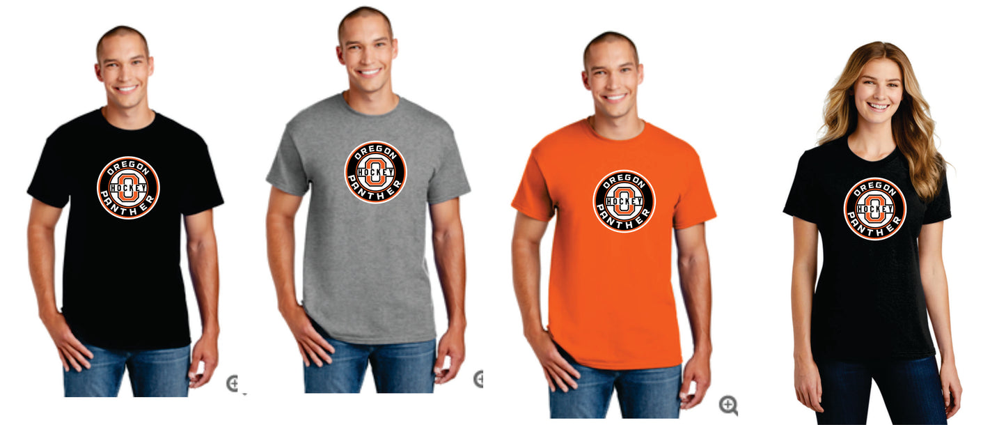 Oregon Panthers Hockey Digital Print Tee Black Orange or Gray v2, Men/ Women/ Youth