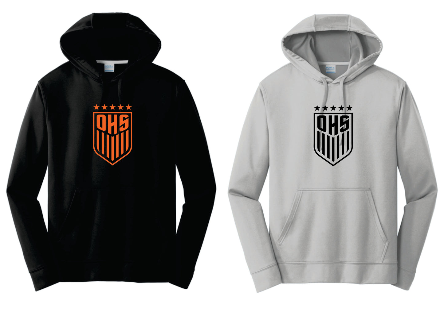 OHS BS Performance Hoodie. Black, Silver. Unisex and Youth Sizes V2