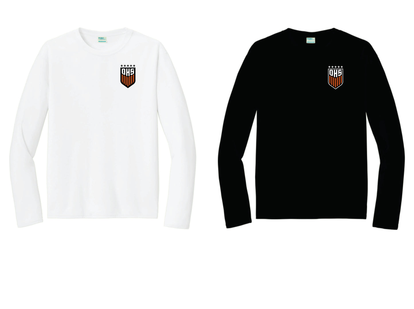 OHS BS Long Sleeve Performance Tee. Black, White. Unisex and Youth Sizes V1 LC