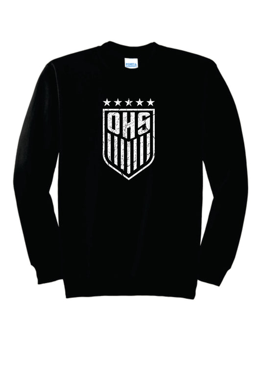 OHS BS Cotton Blend Pullover Crewneck. Black with Distressed Logo Unisex Sizes