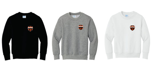 Oregon SC Cotton Blend Crewneck Sweatshirt.  Left Chest Design. Black, White, Gray. Adult and Youth Sizes