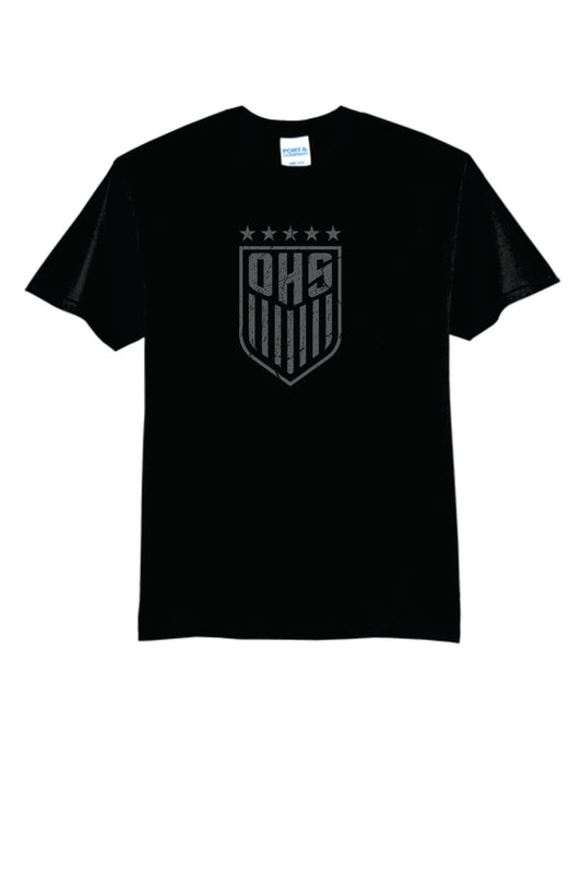 OHS BS Cotton Blend Tee Black with Distressed Logo. Unisex and Youth Sizes