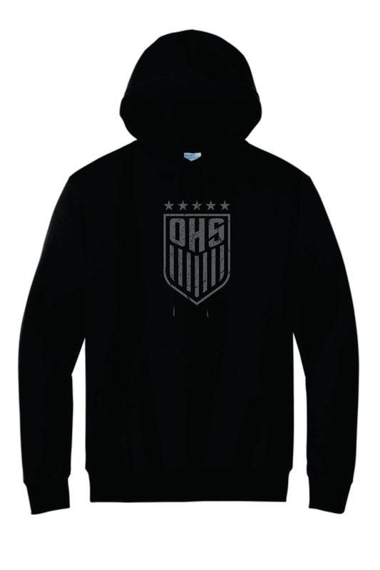 OHS BS Cotton Blend Hoodie. Black with Distressed logo. Unisex and Youth Sizes