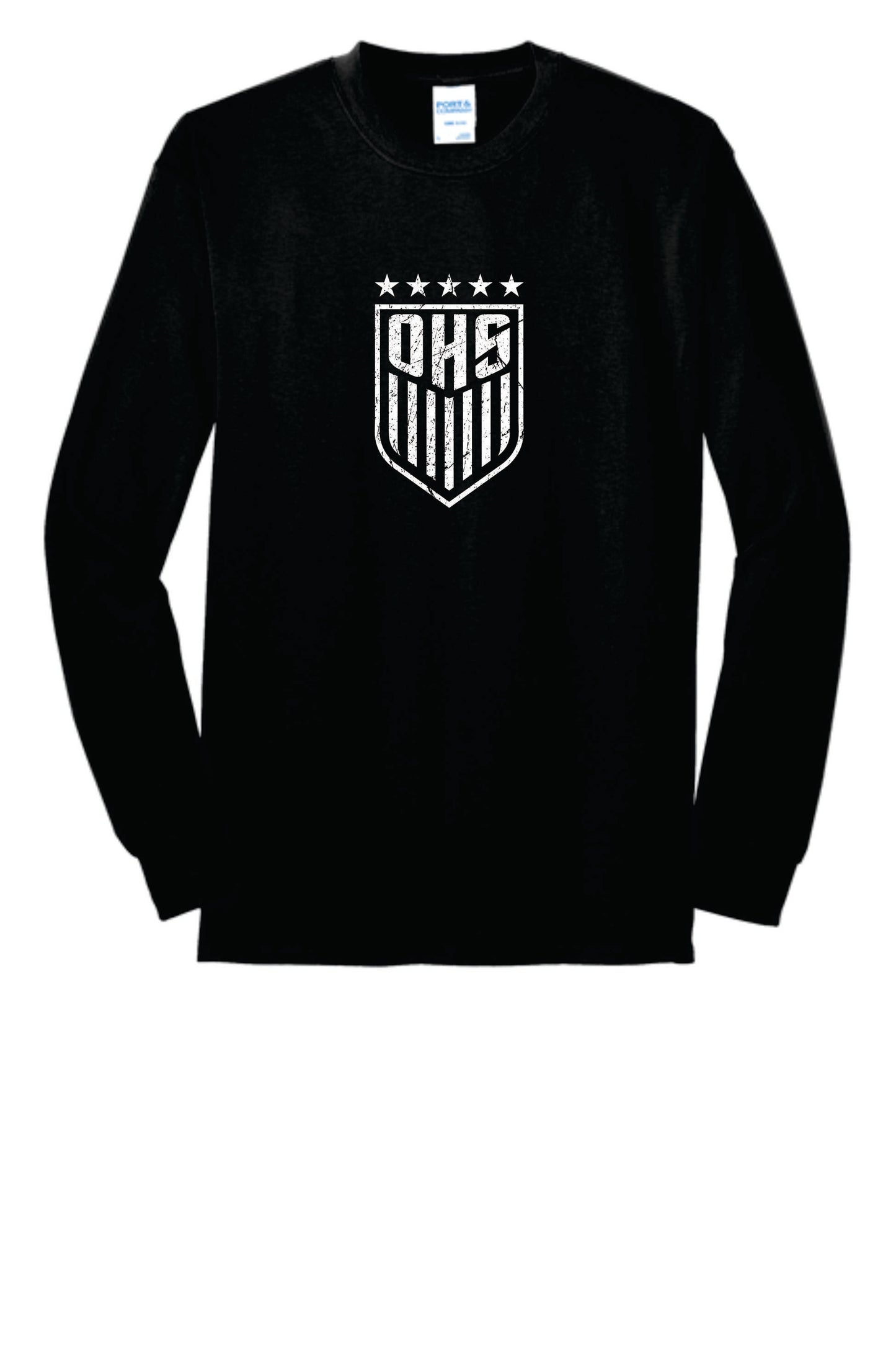 OHS BS Cotton Blend Long Sleeve Tee Black with Distressed logo Unisex and Youth Sizes