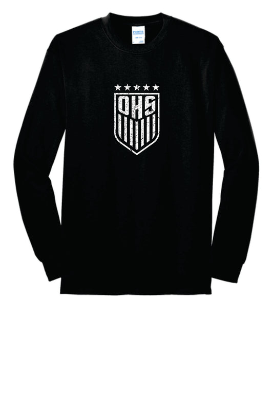 OHS BS Cotton Blend Long Sleeve Tee Black with Distressed logo Unisex and Youth Sizes