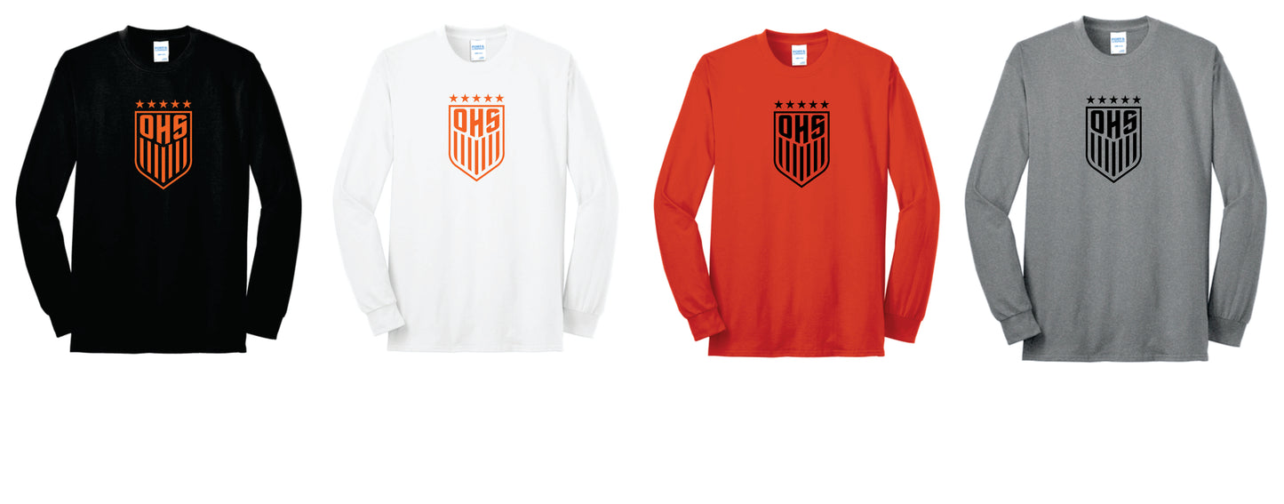 OHS BS Cotton Blend Long Sleeve Tee Black, Orange, White.  Unisex and Youth Sizes V2