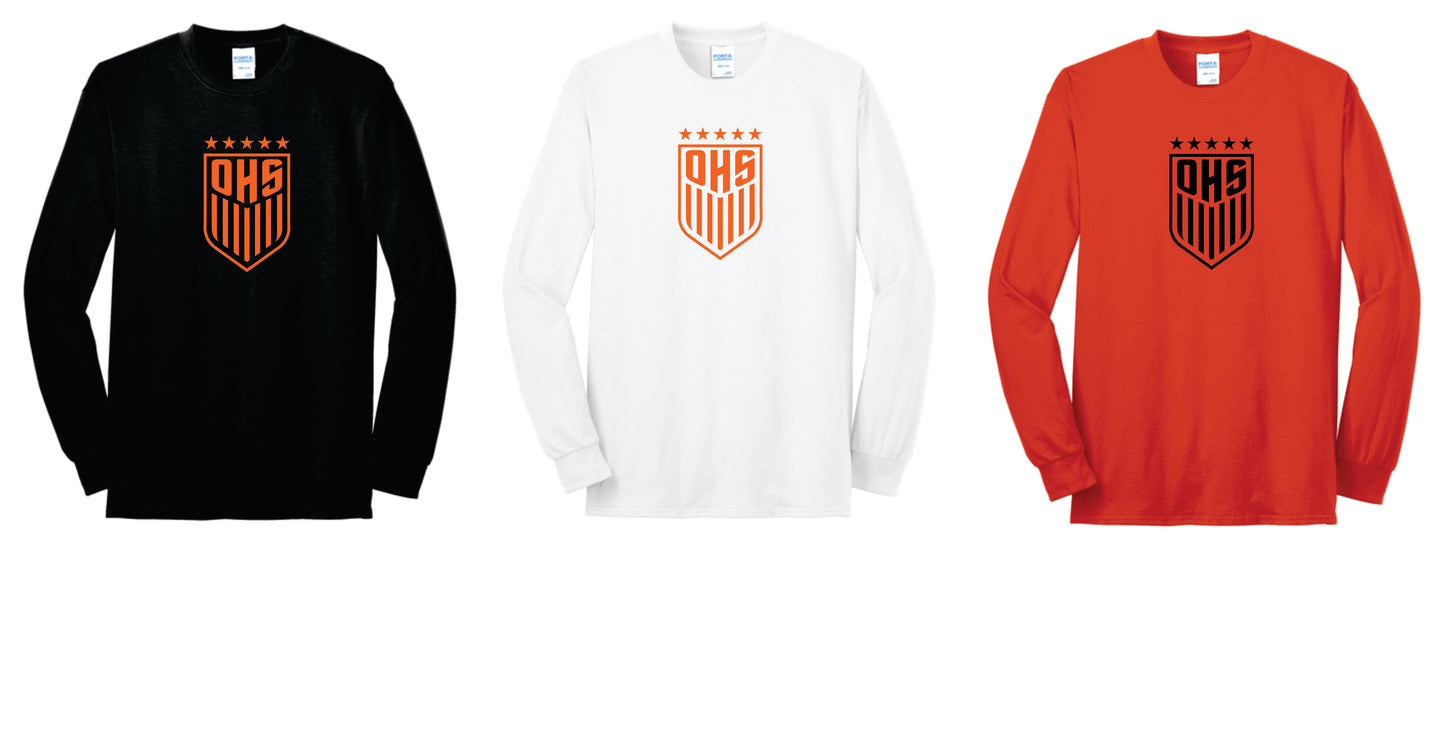 OHS BS Cotton Blend Long Sleeve Tee Black, Orange, White.  Unisex and Youth Sizes V2