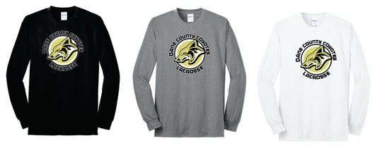 Coyotes Cotton Blend Long Sleeve Tee. Full Front Design Black, Adult and Youth Sizes
