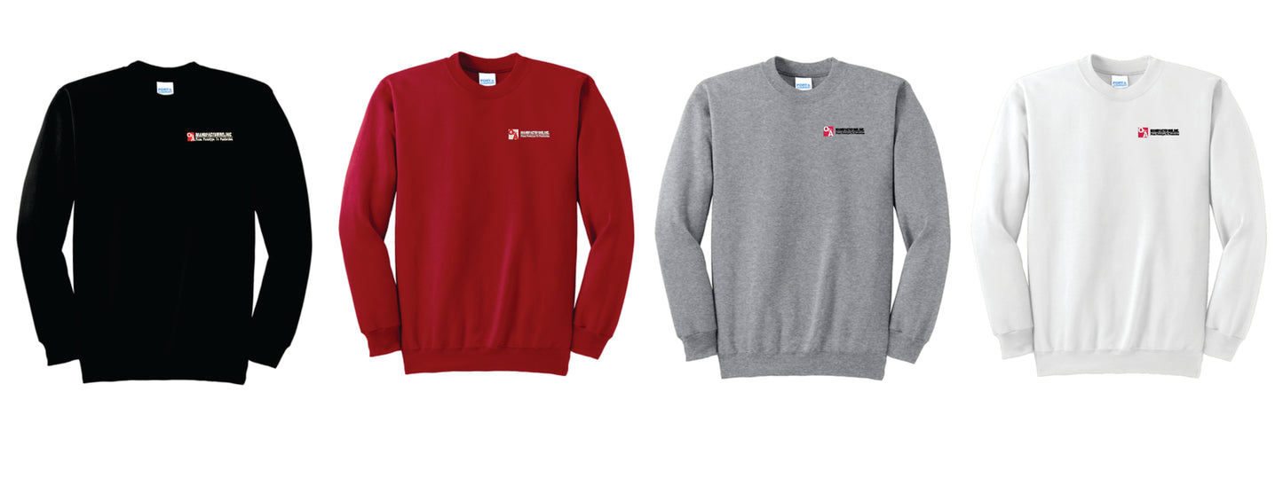 O&A Cotton Blend Crewneck Sweatshirt with Embroidered Logo