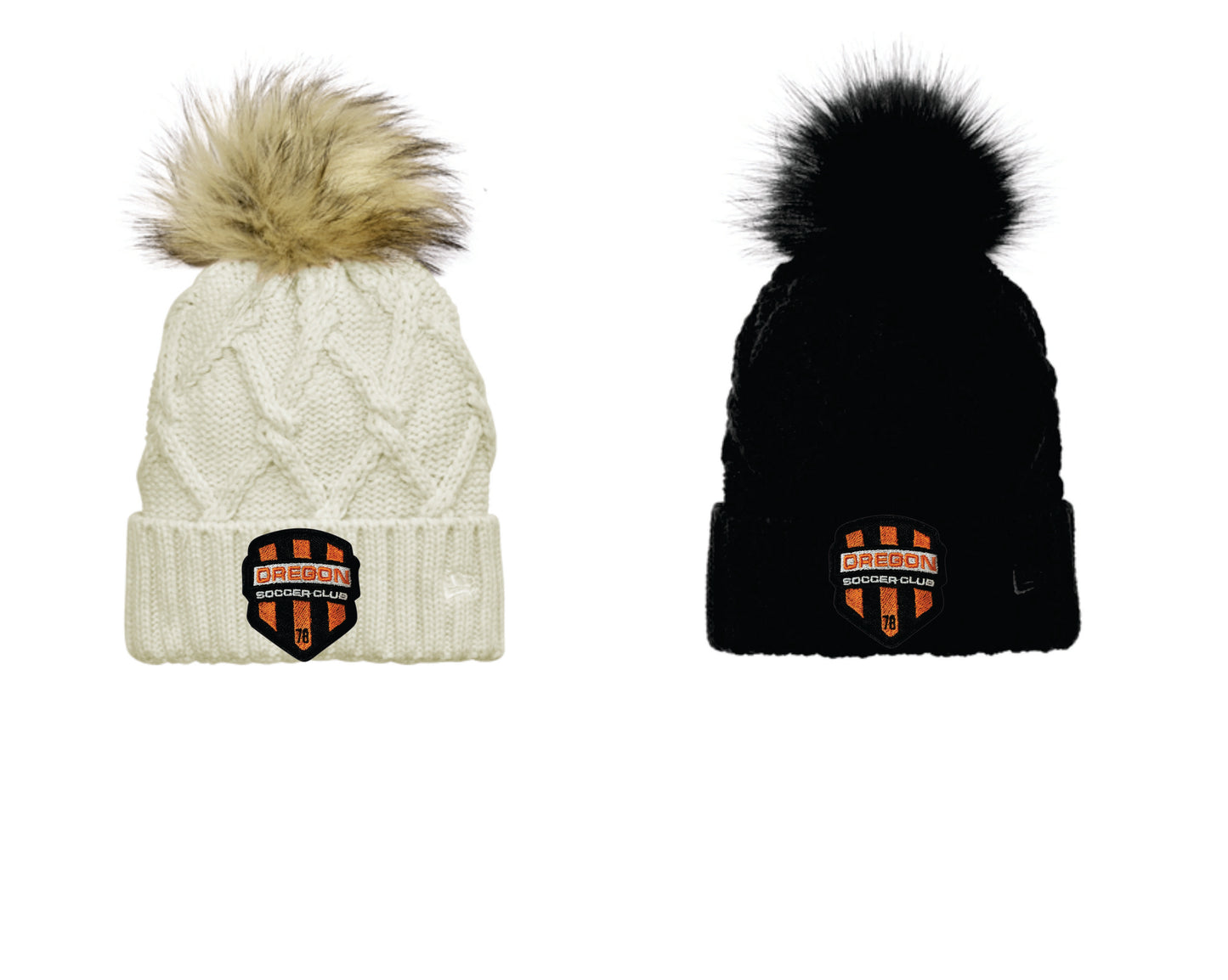 Oregon SC New Era Faux Fut Pom Beanie
