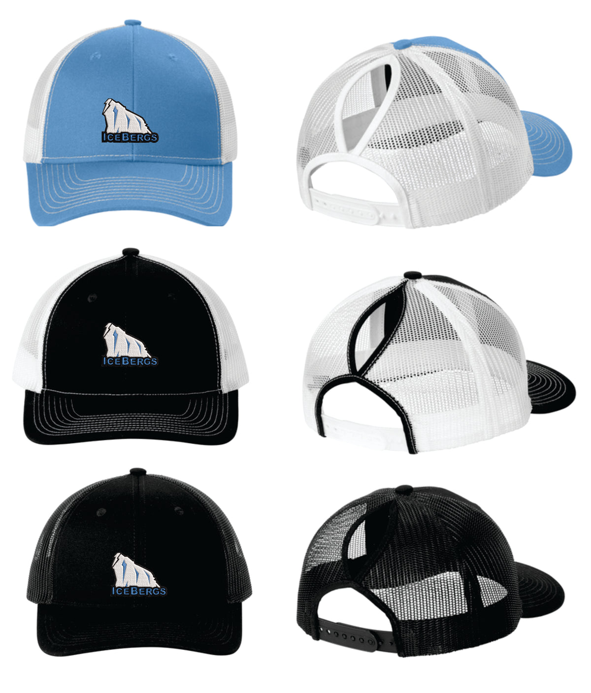 Icebergs Ponytail Snapback Trucker Hat with embroidered Logo