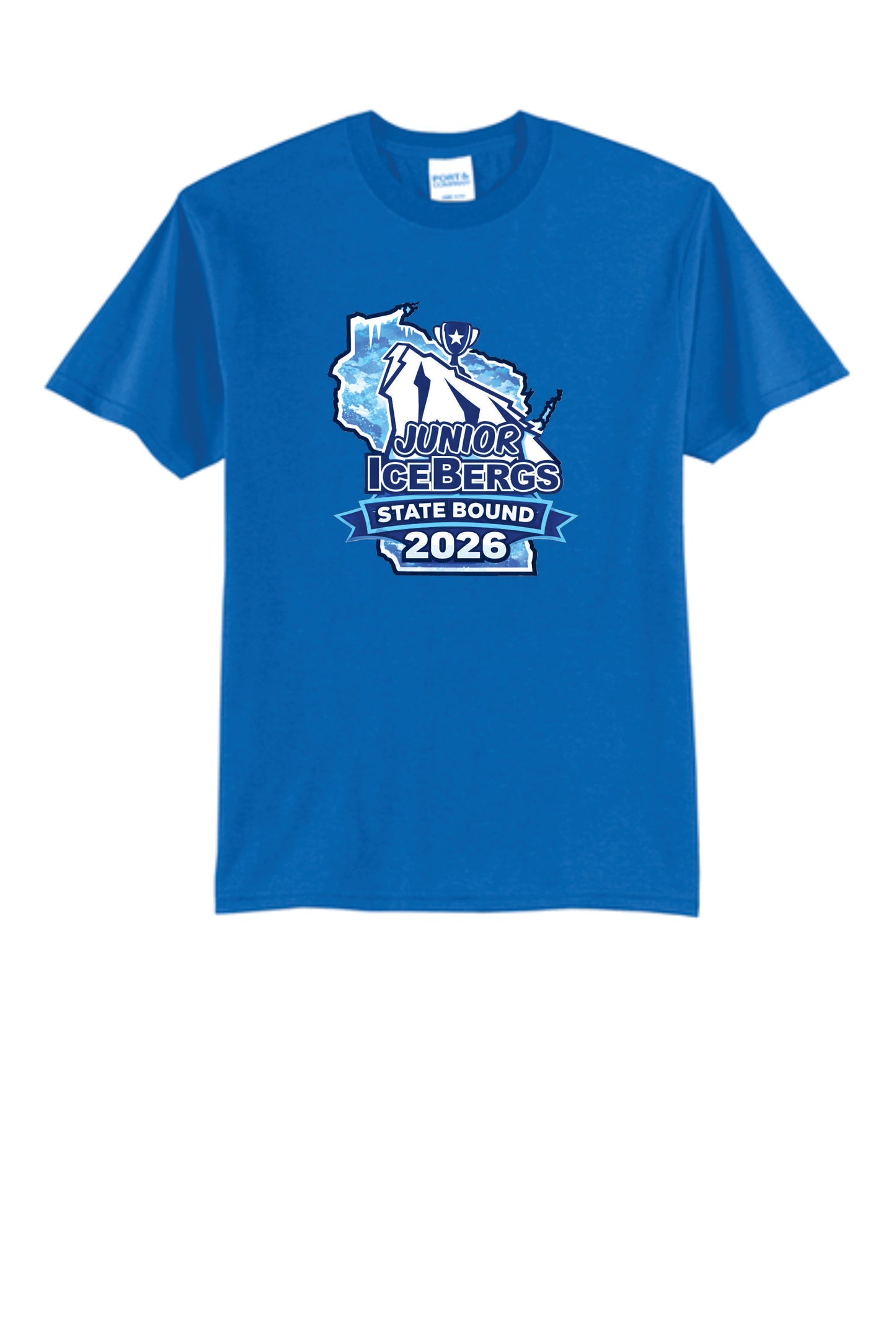 Jr Icebergs  State Bound 2026 Cotton Blend Tee.  Unisex and Youth Sizes