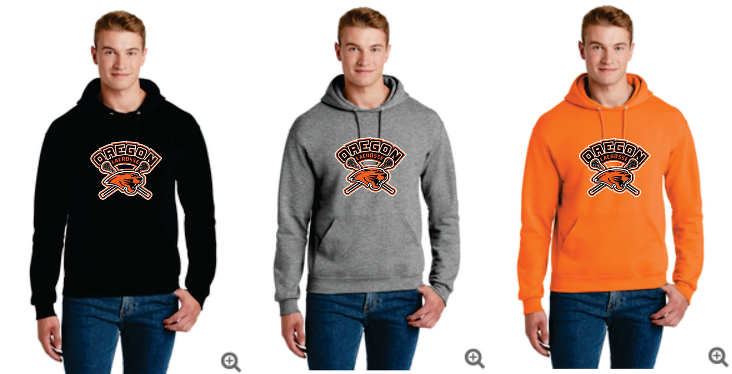 Oregon Lacrosse Digital Print Pullover Hoodie Orange, Black or Gray, Uninisex/ Youth V1