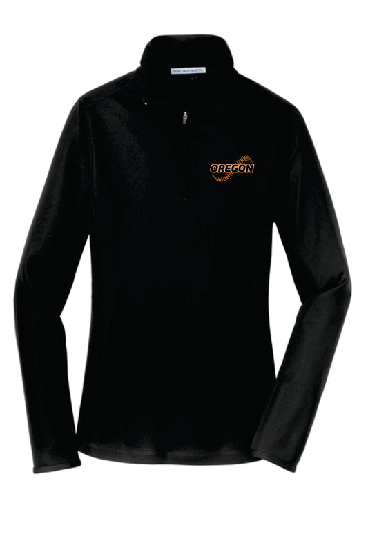 OBB 1/4 Zip Pin Point Mesh Poly Fleece  Pullover Women V1