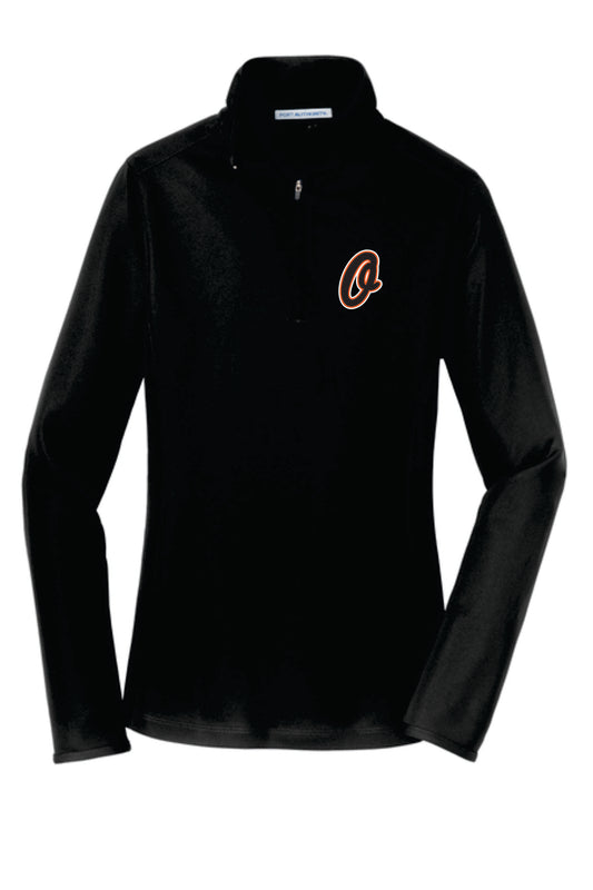 OBB 1/4 Zip Pin Point Mesh Poly Fleece  Pullover Women V4