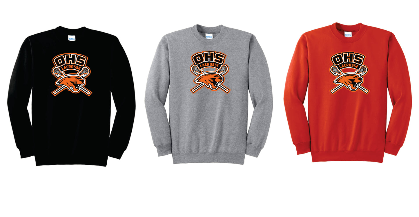 OHS Boys Lacrosse Digital Print Pullover Crewneck, Black or Gray, Uninisex/ Youth OHS1