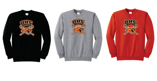 OHS Boys Lacrosse Digital Print Pullover Crewneck, Black or Gray, Uninisex/ Youth OHS1