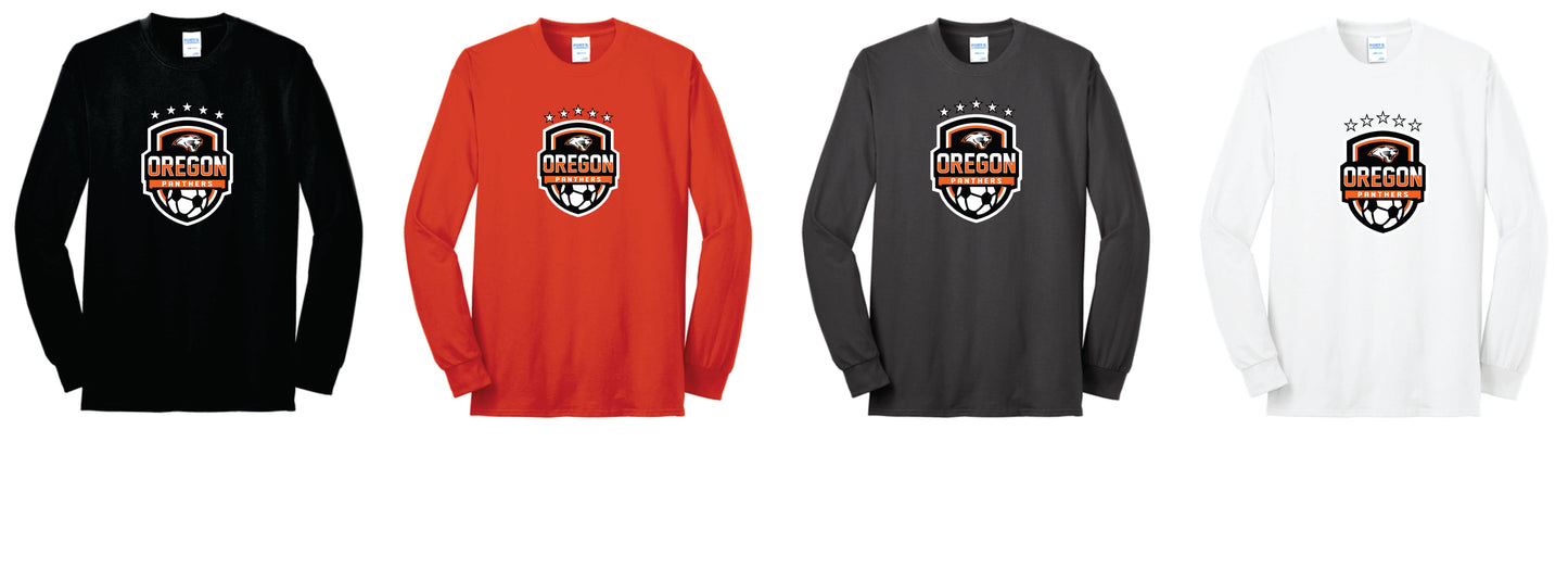 Cotton Blend Long Sleeve Tee Black, Gray, Orange, White.  Unisex Sizes