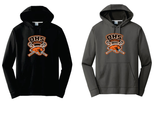 OHS Boys Lacrosse Performance Hoodie. Black, Charcoal. Adult and Youth Sizes  OHS1