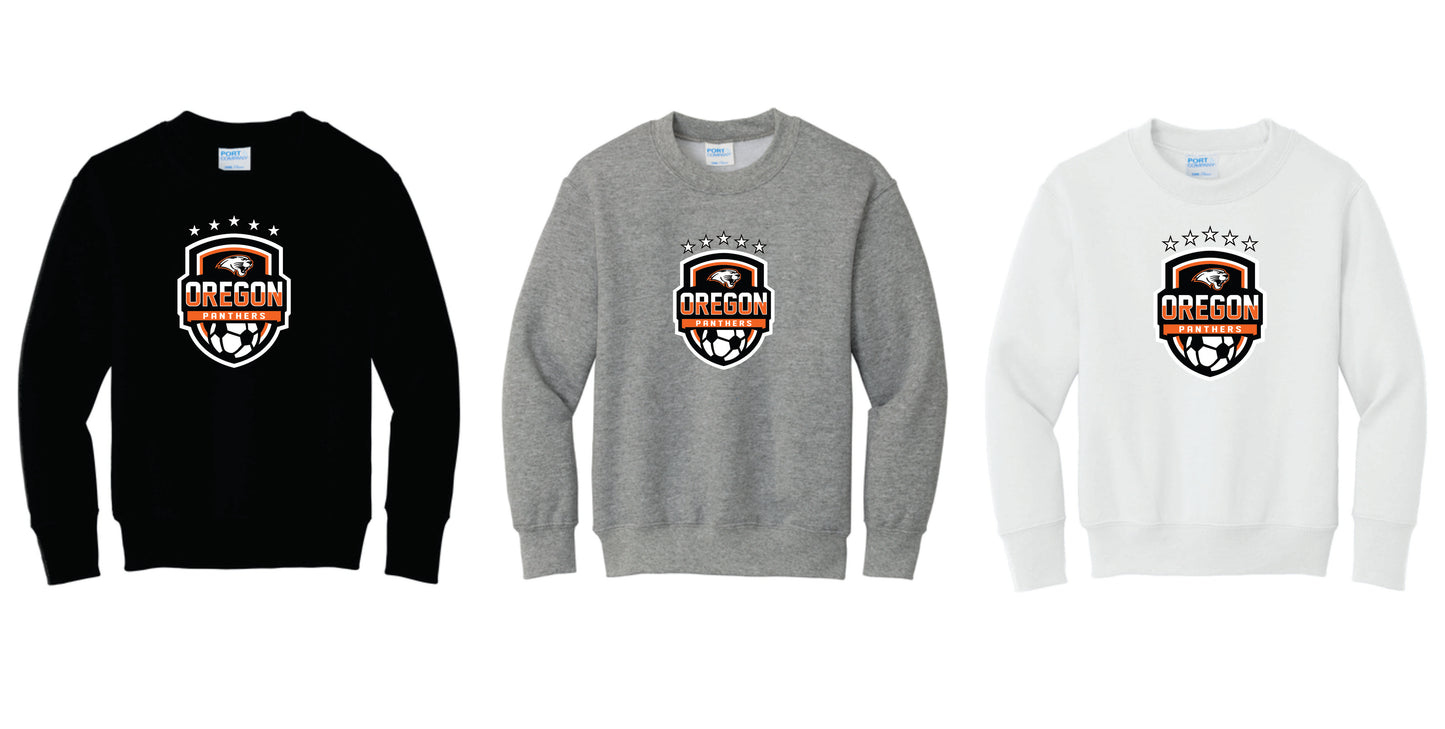 Cotton Blend Pullover Crewneck, Black, White or Gray. Youth Sizes