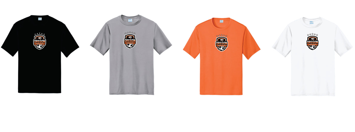 Peformance Tee with Digital Print. Black, Gray, Orange, White. Unisex sizes