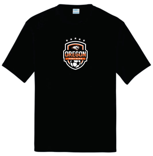 Peformance Tee with Digital Print. Black, Gray, Orange, White. Unisex sizes