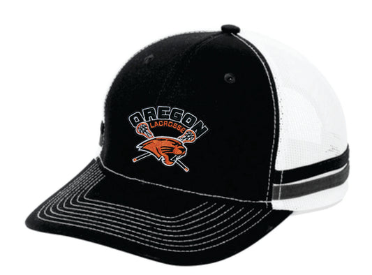 Oregon Lacrosse 2 Stripe Trucker Hat V1