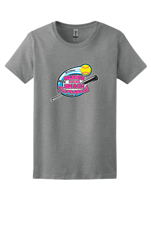 Oregon Summer Smash Tournament Tshirt Women Availalble for post order. Gray