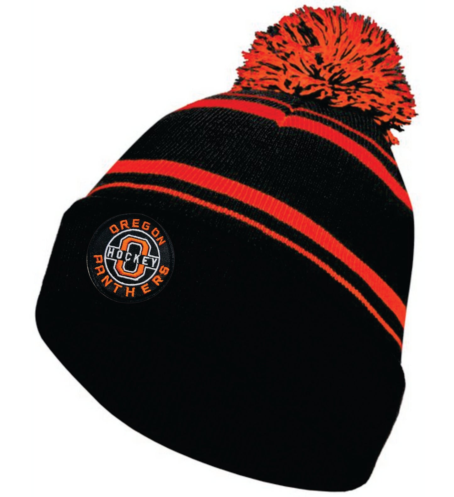 OYH Holloway Black and Orange Pom Beanie With Embroidered patch V2