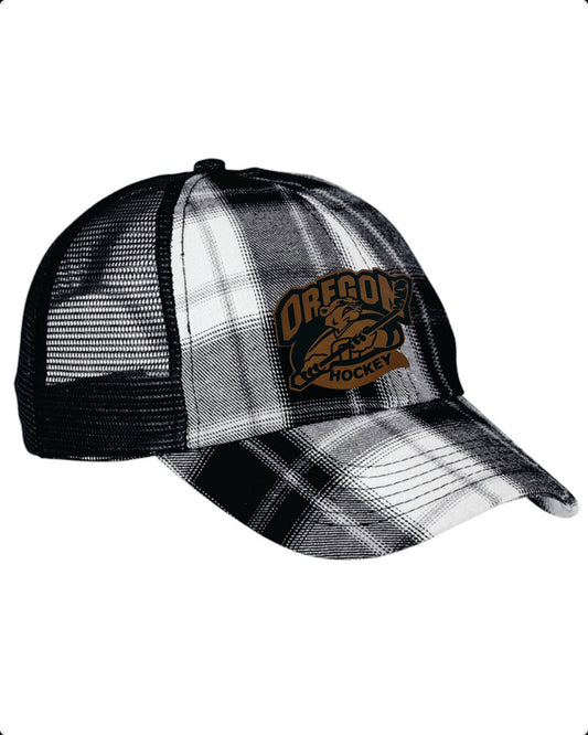 OYH Adams Plaid Flannel Cap with Leatherette Patch V1