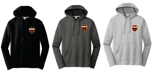 Oregon SC Performance Hoodie. Left Chest Design. Black, Charcoal,Silver. Adult and Youth Sizes