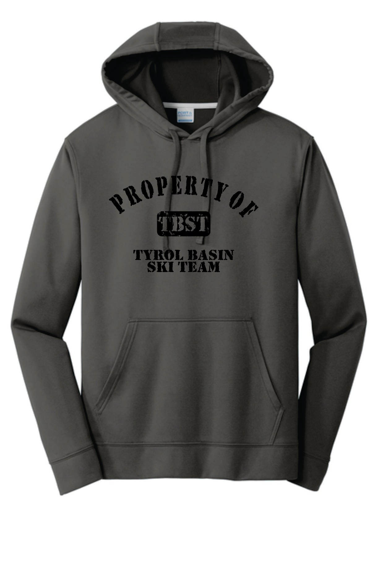 Property of TBST Performance sublimated hoodie. Silver or Charcoal. Adult and Youth Sizes