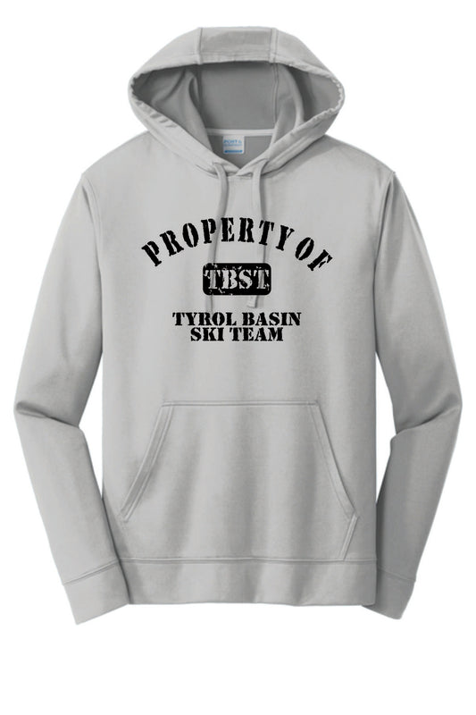 Property of TBST Performance sublimated hoodie. Silver or Charcoal. Adult and Youth Sizes